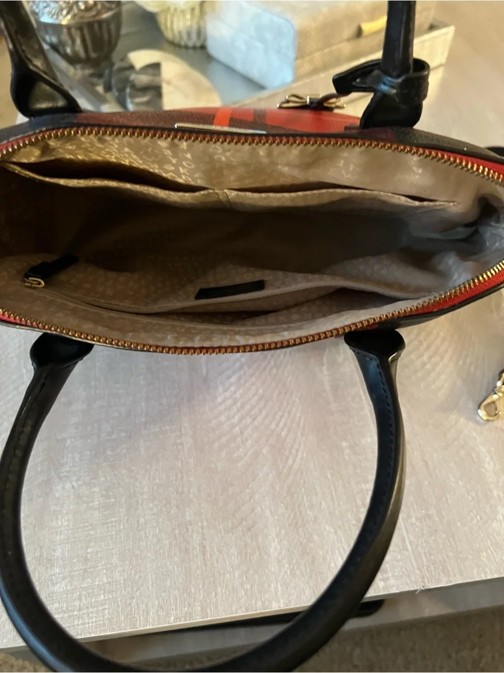 kate spade Red and Black Plaid Dome Satchel